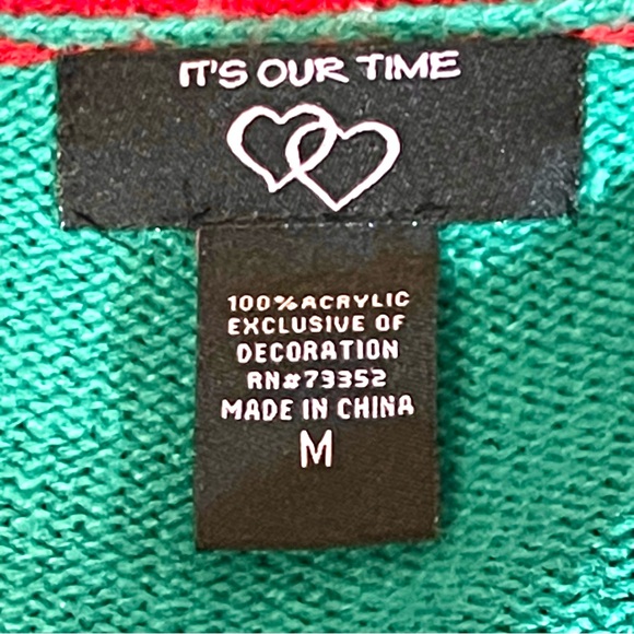 Christmas Sweater Holiday Elf Green and Red - Picture 9 of 11